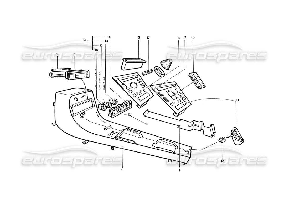 ferrari 400 gt / 400i (coachwork) panneaux intérieurs de la console centrale schéma des pièces