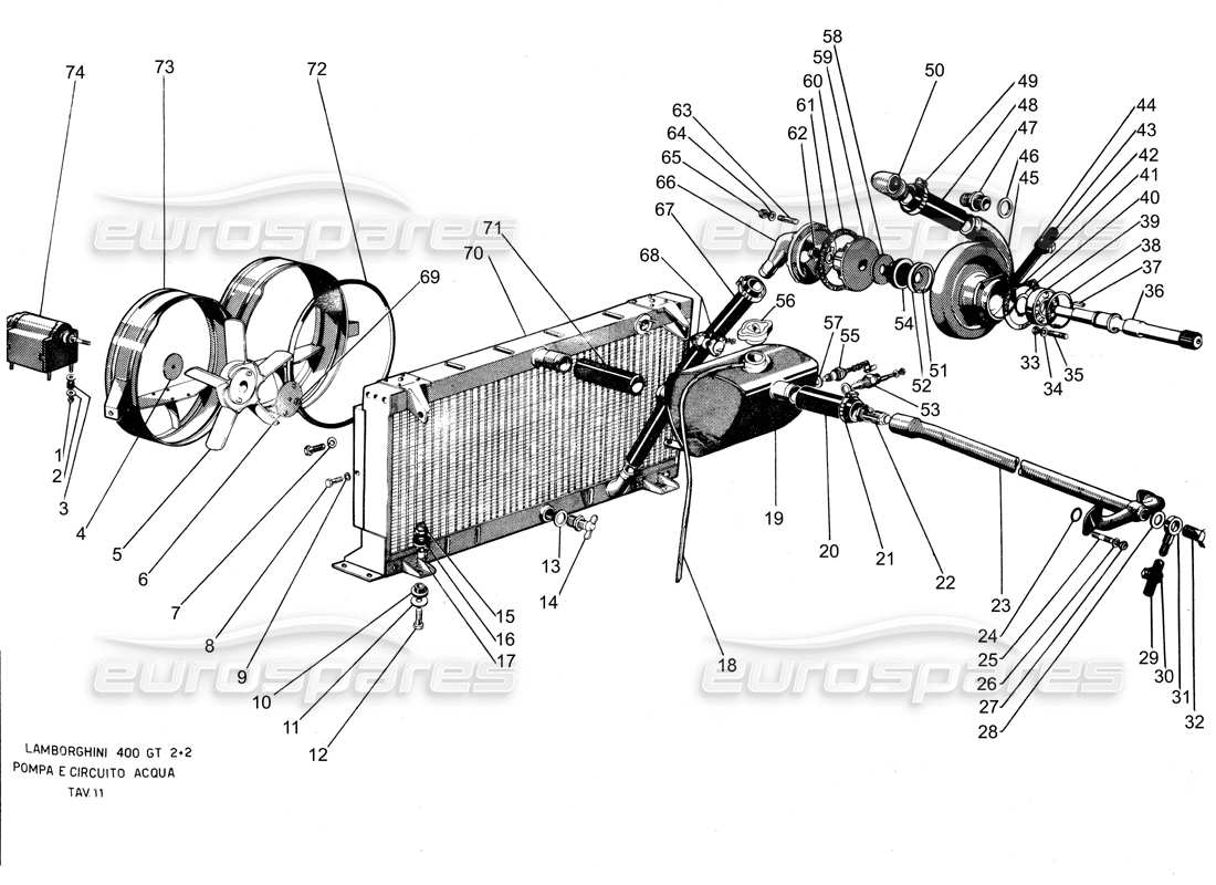 lamborghini 400 gt pompe à eau schéma des pièces