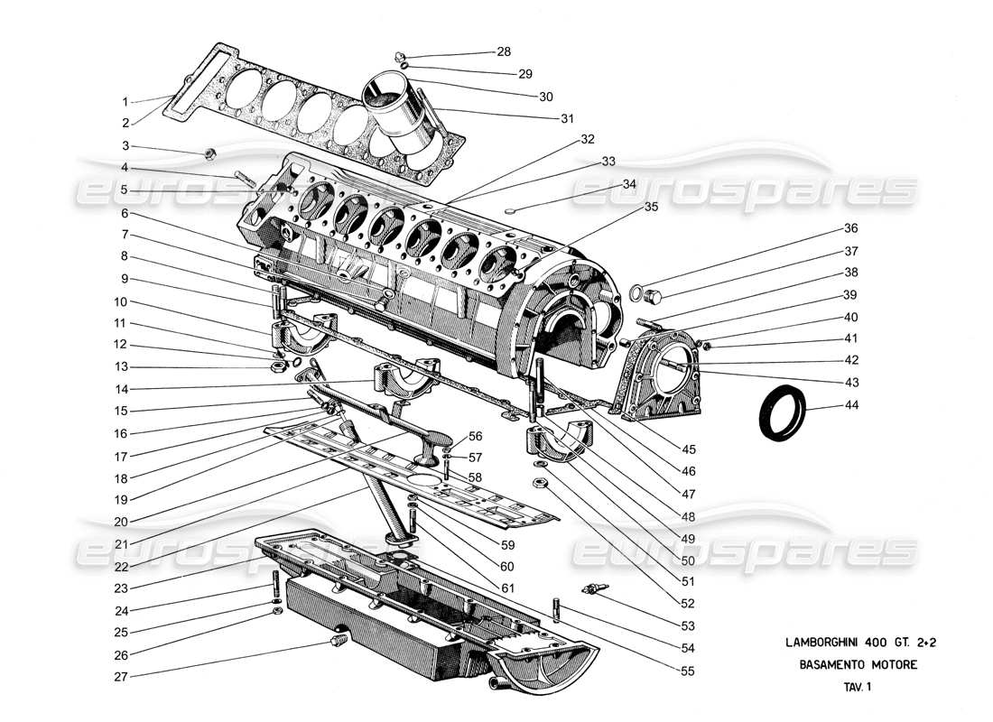 lamborghini 400 gt carter moteur schéma des pièces