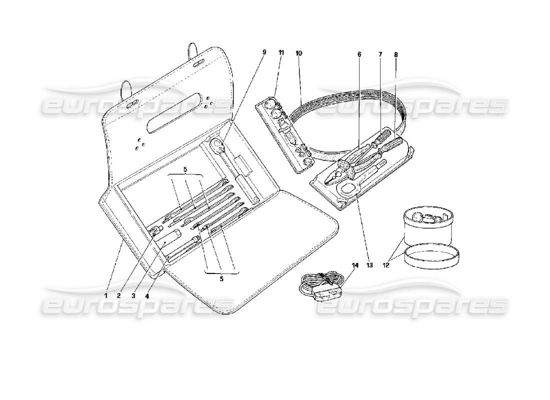 ferrari mondial 3.4 t coupe/cabrio équipement - diagramme des pièces du sac horizontal