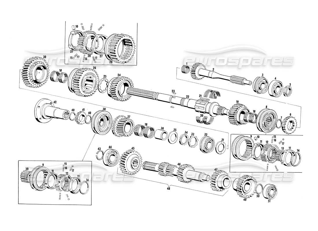 maserati ghibli 4.7 / 4.9 engrenages de transmission schéma des pièces