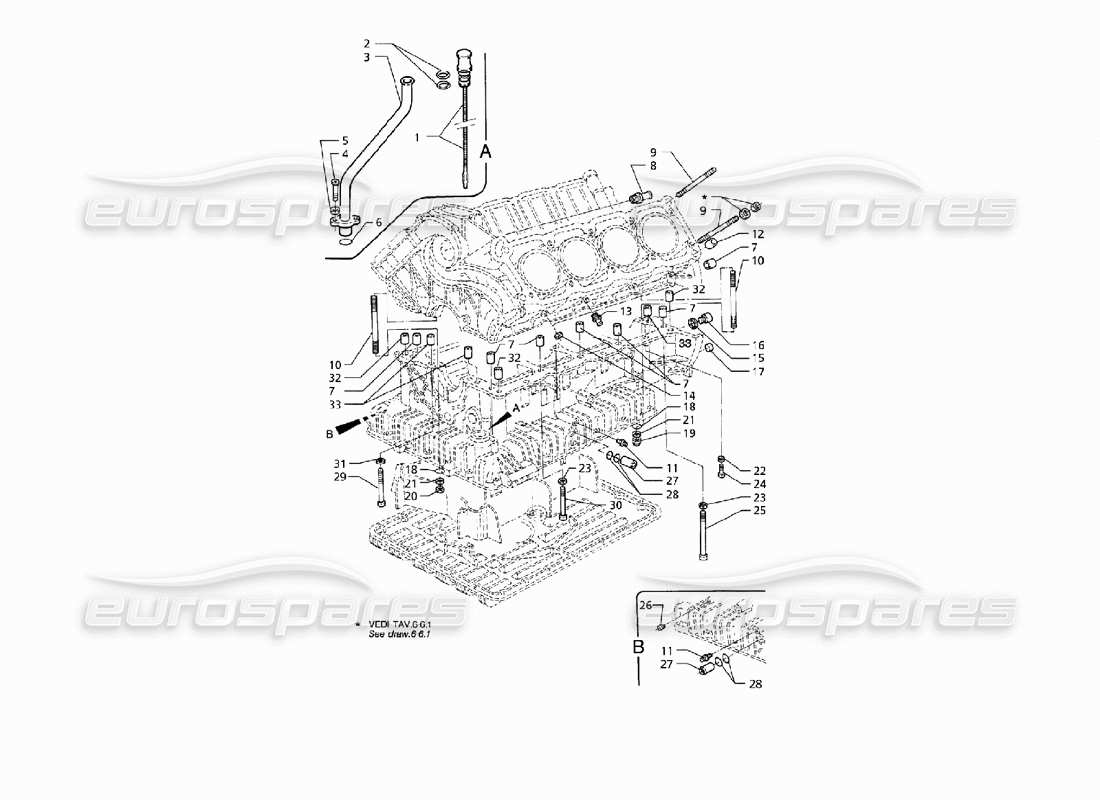 maserati qtp v8 (1998) schéma des pièces des fixations et des accessoires de bloc