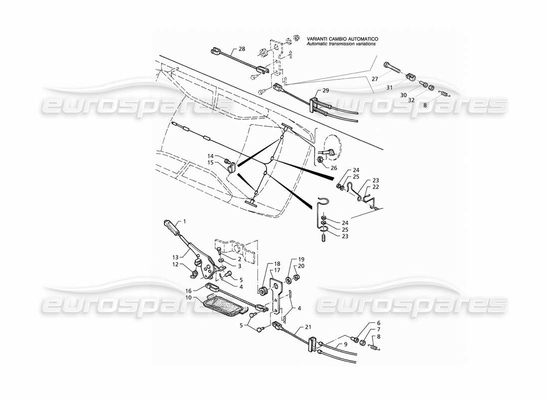 maserati qtp v8 (1998) contrôle du frein à main schéma des pièces