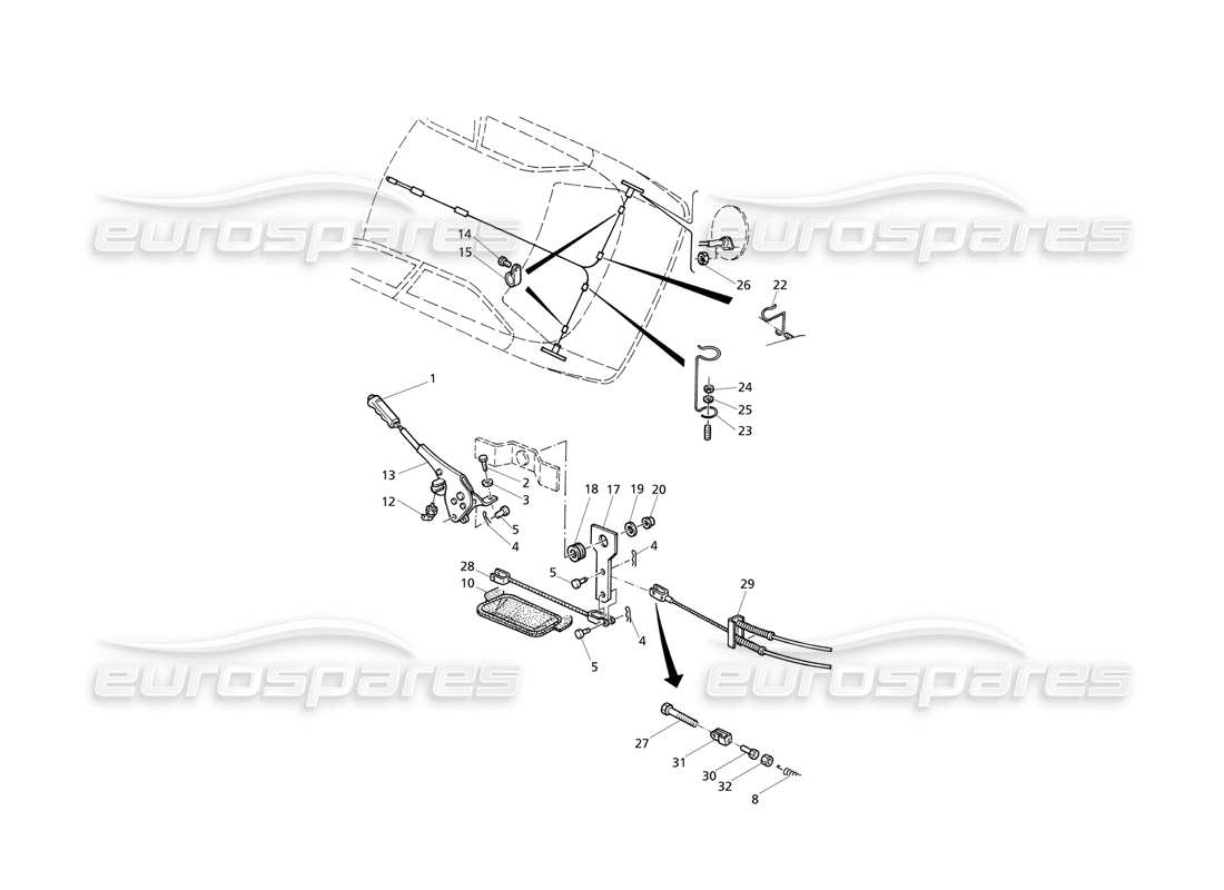 maserati qtp v6 evoluzione commande de frein à main 2 schéma des pièces