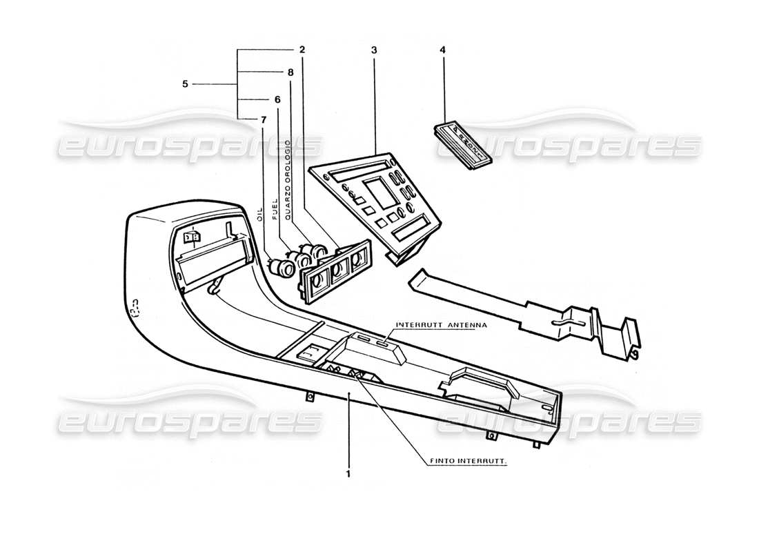 ferrari 400 gt / 400i (coachwork) panneaux intérieurs de la console centrale schéma des pièces