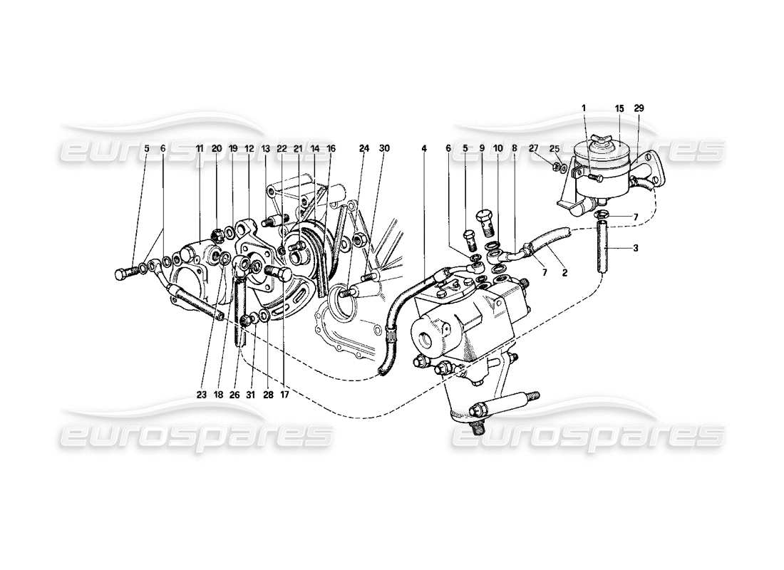 ferrari 400i (1983 mechanical) système de direction hydraulique schéma des pièces