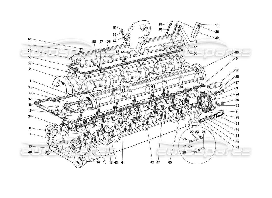 ferrari 400i (1983 mechanical) culasse (droite) schéma des pièces