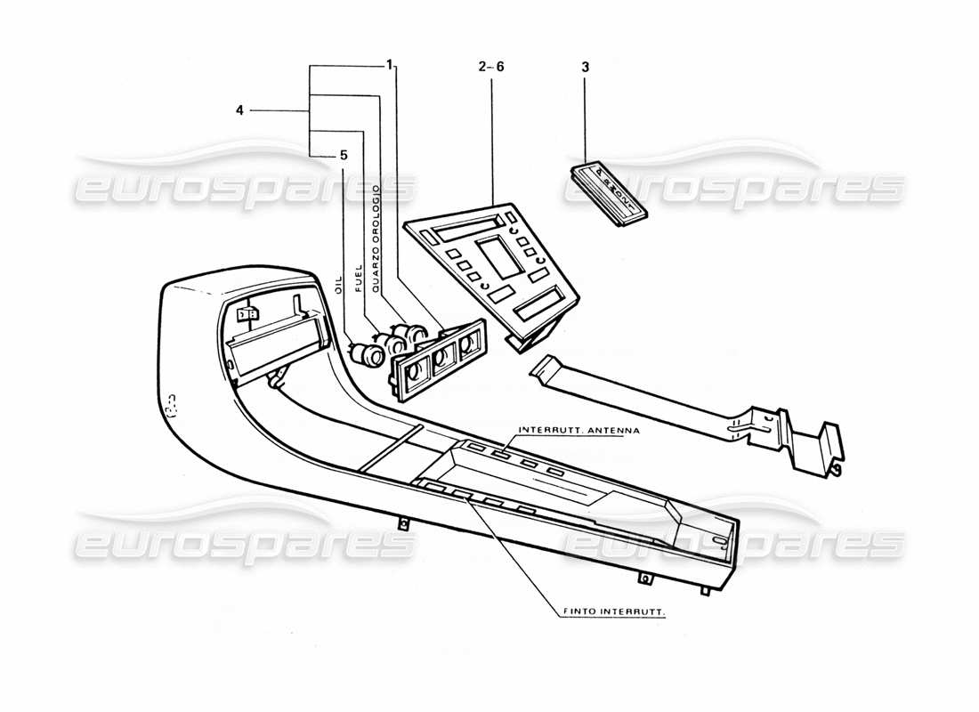 ferrari 412 (coachwork) diagramme des pièces valides du panneau de console centrale (gd)