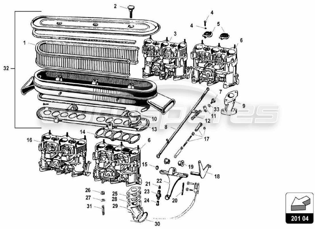 lamborghini miura p400 système de carburant schéma des pièces