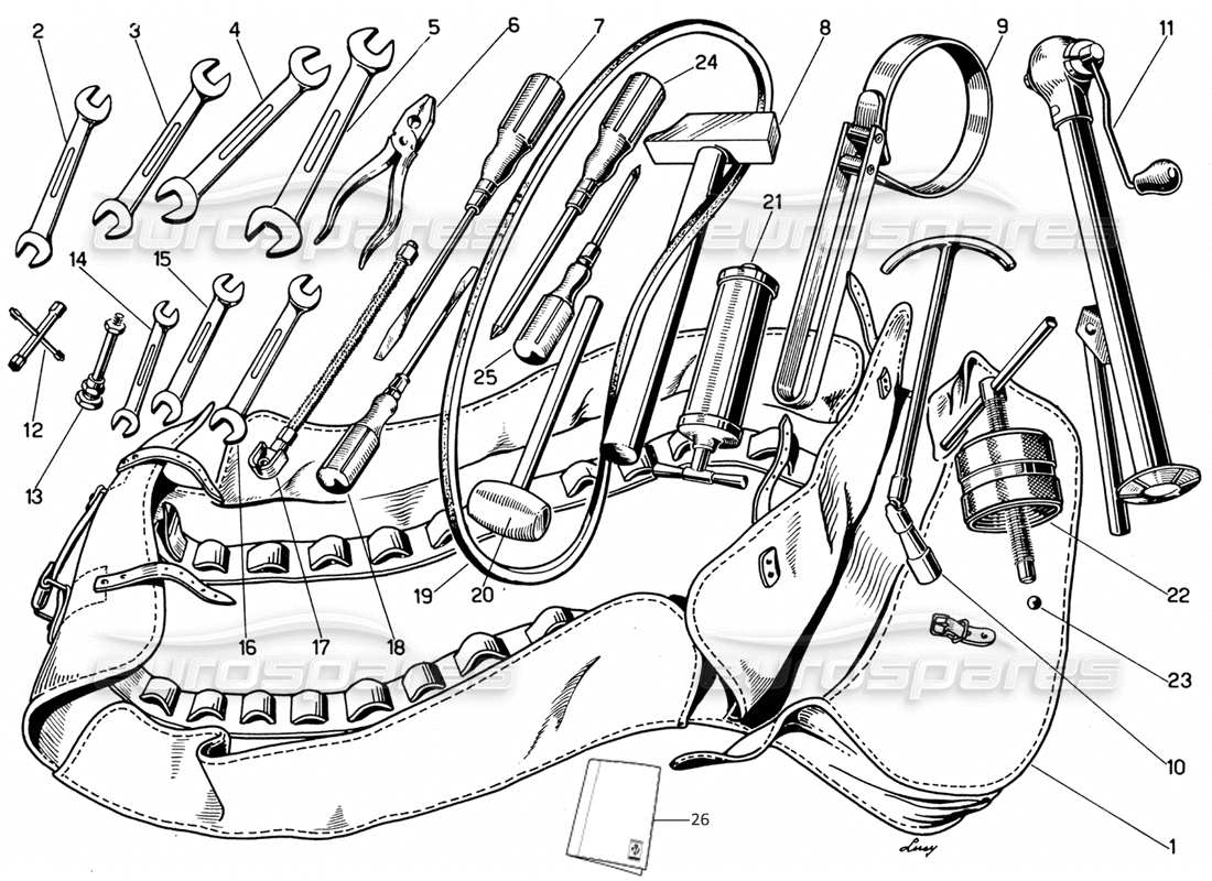 ferrari 330 gt 2+2 diagramme des pièces de la boîte à outils