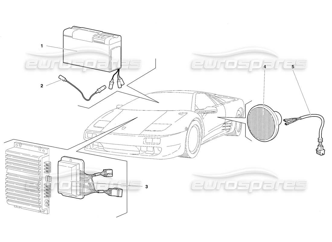 lamborghini diablo vt (1994) ensemble radio (valable pour la version rh d. - avril 1994) schéma des pièces