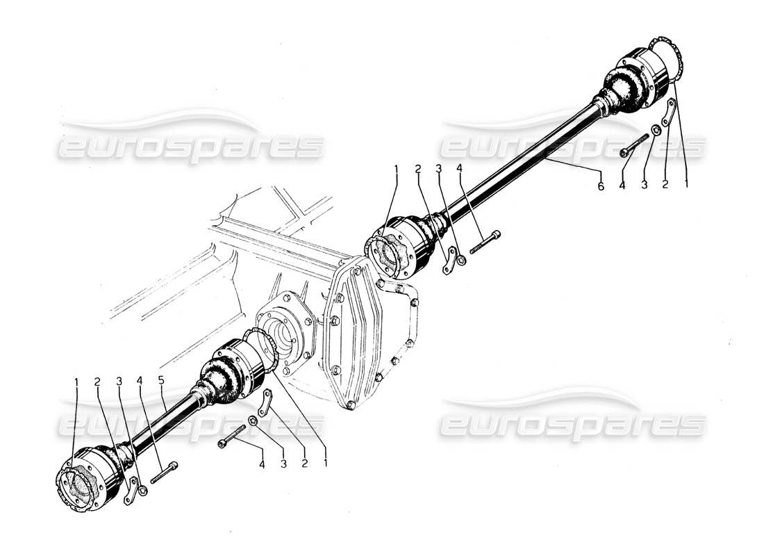 lamborghini urraco p250 / p250s arbres de transmission schéma des pièces