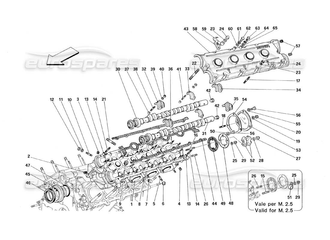 ferrari 348 (1993) tb / ts schéma des pièces de la culasse gauche