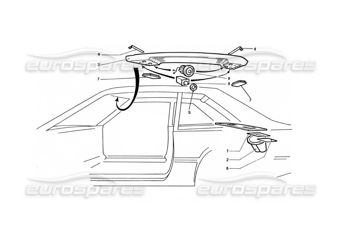 ferrari 412 (coachwork) panneau de toit intérieur schéma des pièces