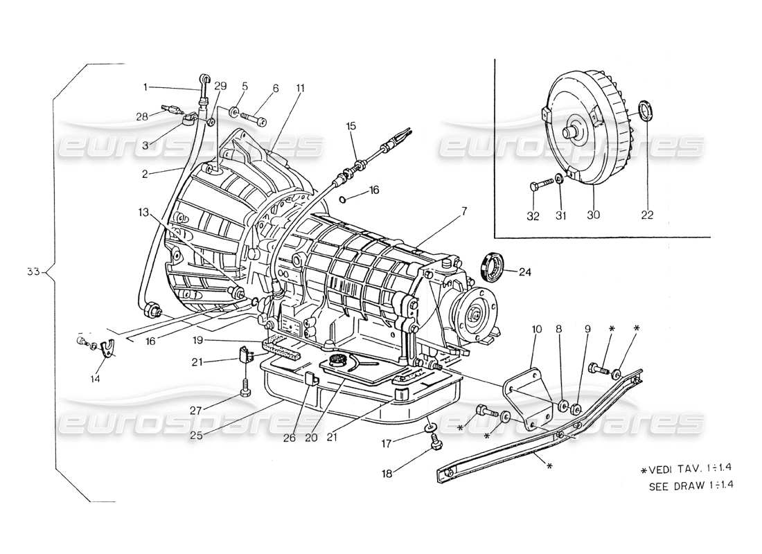 maserati 418 / 4.24v / 430 automate. transm. avec convert..zf-4hp 22 diagramme de pièce