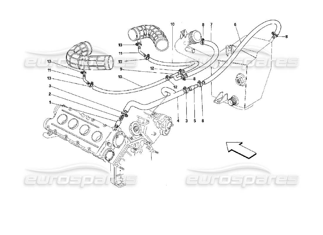 ferrari mondial 3.4 t coupe/cabrio diagramme des pièces du système blow-by