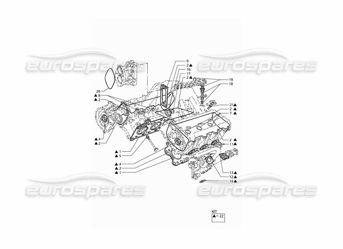 maserati qtp v6 (1996) schéma des pièces de révision des joints et des joints pour les culasses