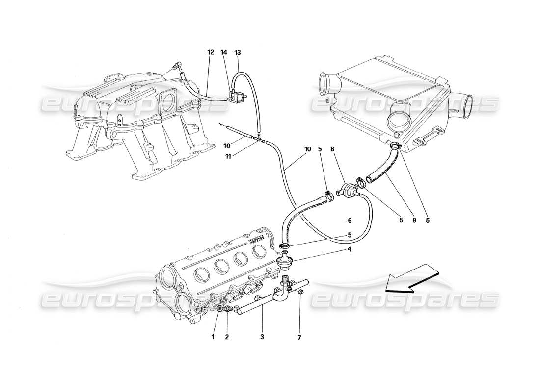 ferrari 348 (1993) tb / ts schéma des pièces du dispositif d'injection d'air