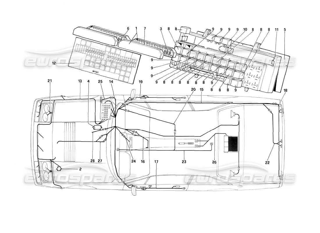 ferrari 400i (1983 mechanical) système électrique, fusibles et relais schéma des pièces