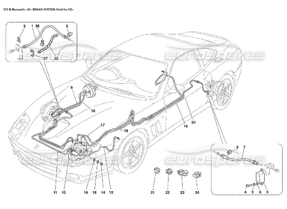 ferrari 575m maranello système de freinage valable pour gd schéma des pièces
