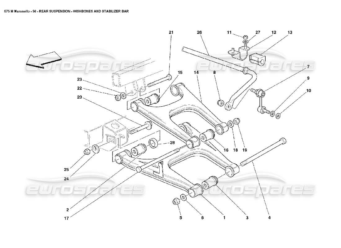 ferrari 575m maranello triangles de suspension arrière et barre stabilisatrice schéma des pièces