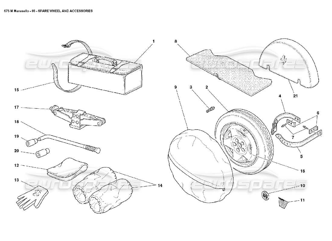 ferrari 575m maranello roue de secours et accessoires schéma des pièces