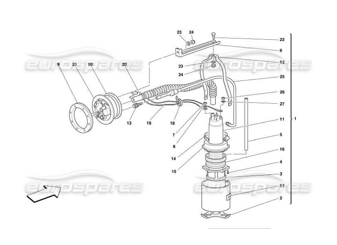 ferrari 550 barchetta schéma des pièces de la pompe à carburant