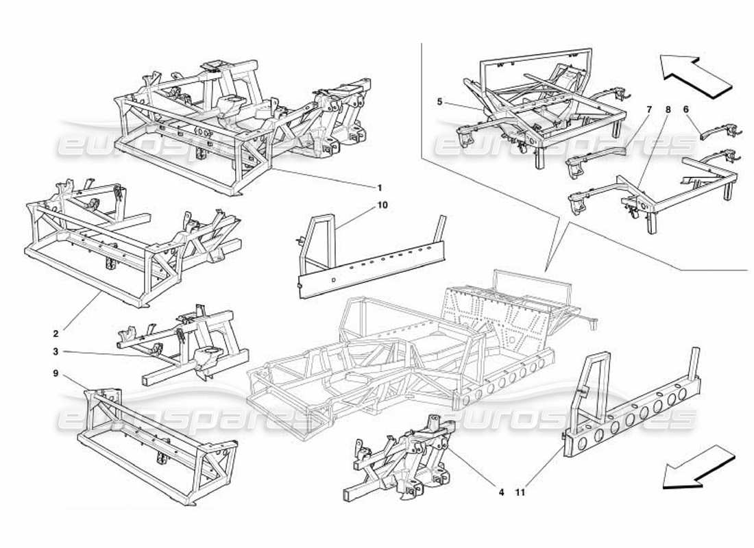 ferrari 550 barchetta diagramme des pièces du cadre et des structures