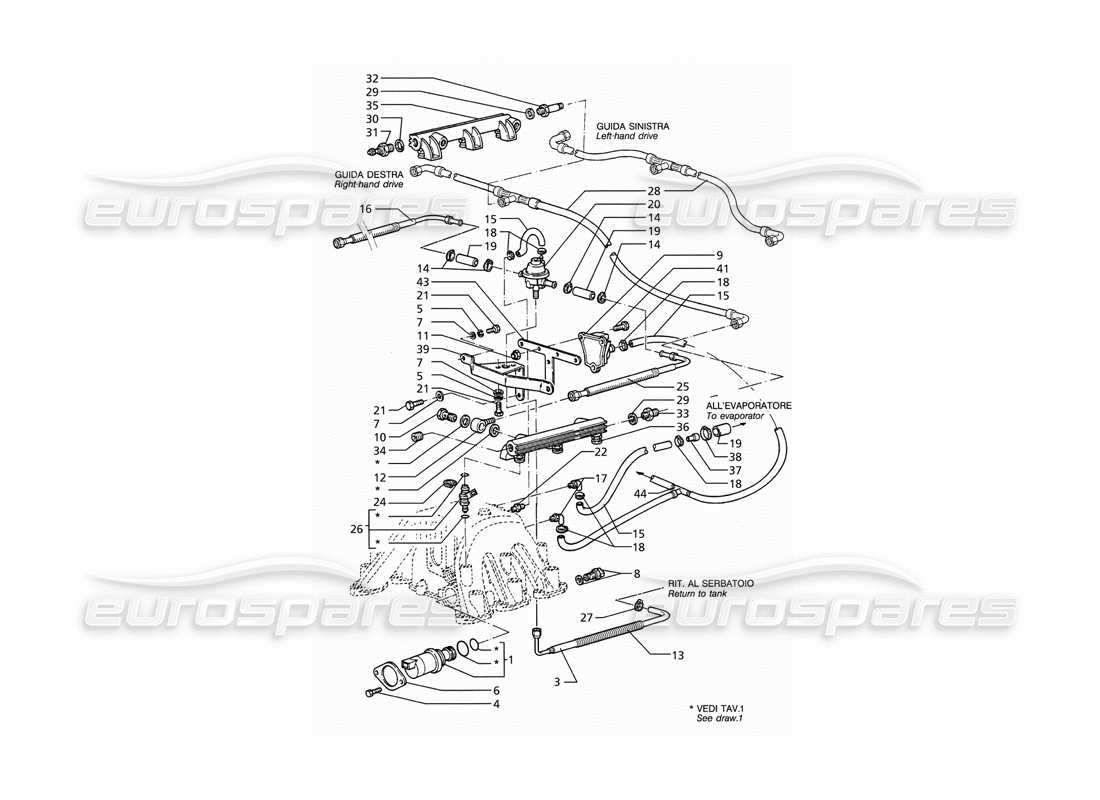 maserati ghibli 2.8 gt (variante) accessoires pour système d'injection schéma des pièces