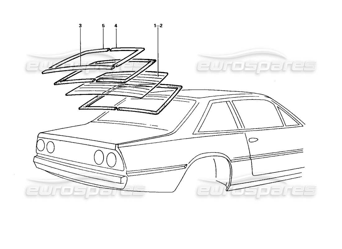 ferrari 412 (coachwork) lunette arrière et garnitures schéma des pièces