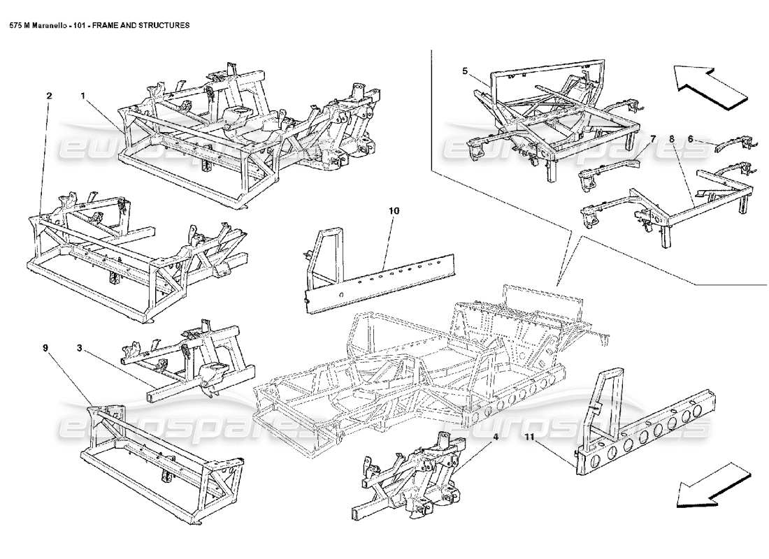 ferrari 575m maranello diagramme de pièces de cadre et de structures