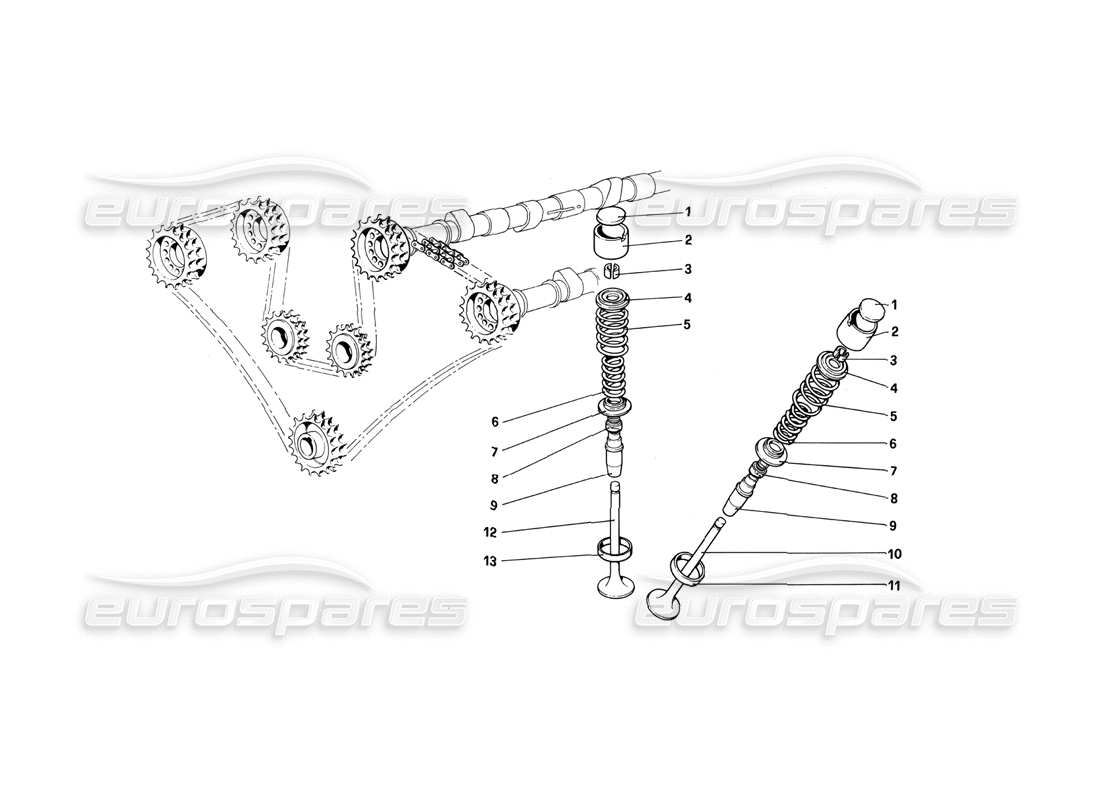 ferrari 412 (mechanical) système de distribution - soupapes schéma des pièces