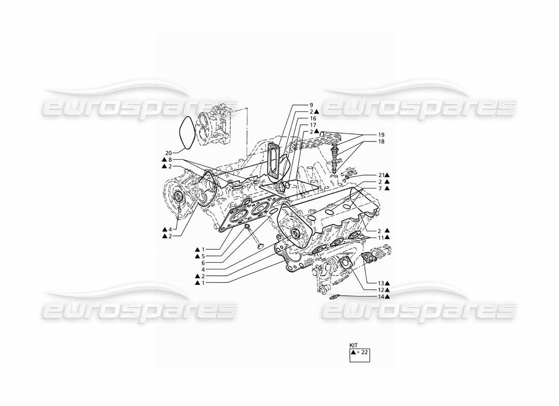 maserati ghibli 2.8 (abs) schéma des pièces de révision des joints et des joints pour les culasses