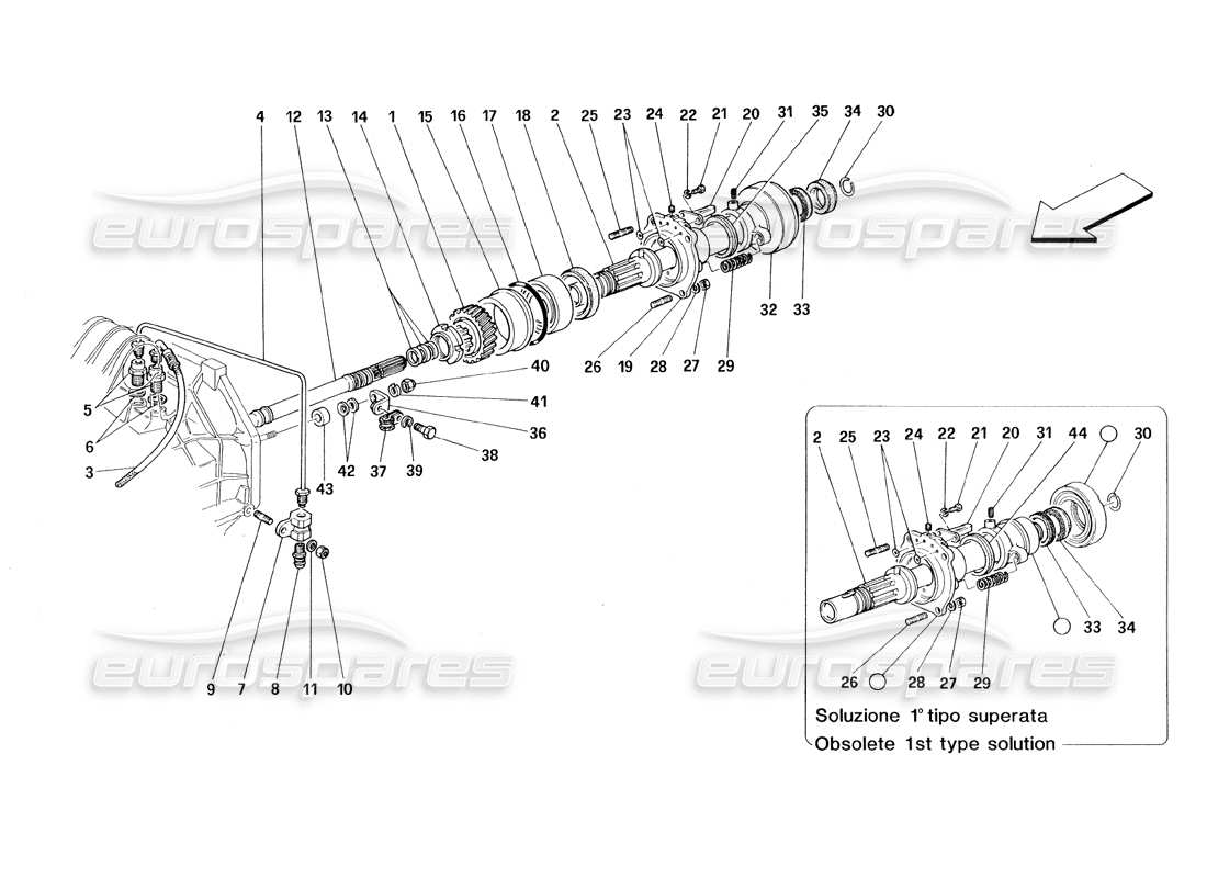 ferrari 348 (1993) tb / ts embrayage - schéma des pièces des commandes