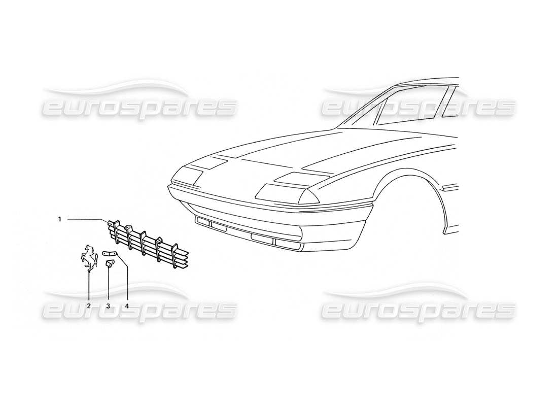 ferrari 412 (coachwork) schéma des pièces de la calandre avant
