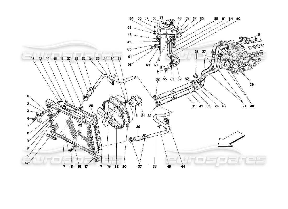 ferrari mondial 3.4 t coupe/cabrio système de refroidissement schéma des pièces