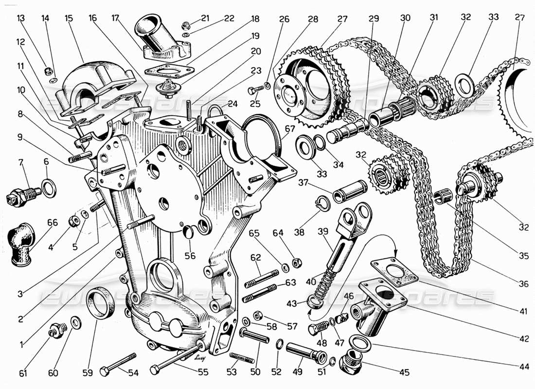 ferrari 330 gt 2+2 schéma des pièces de distribution
