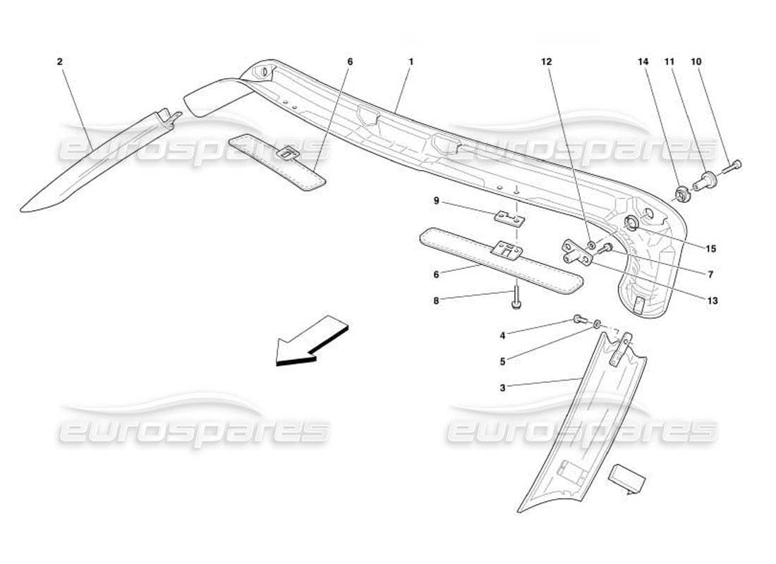 ferrari 550 barchetta schéma des pièces du revêtement des panneaux de toit et des accessoires