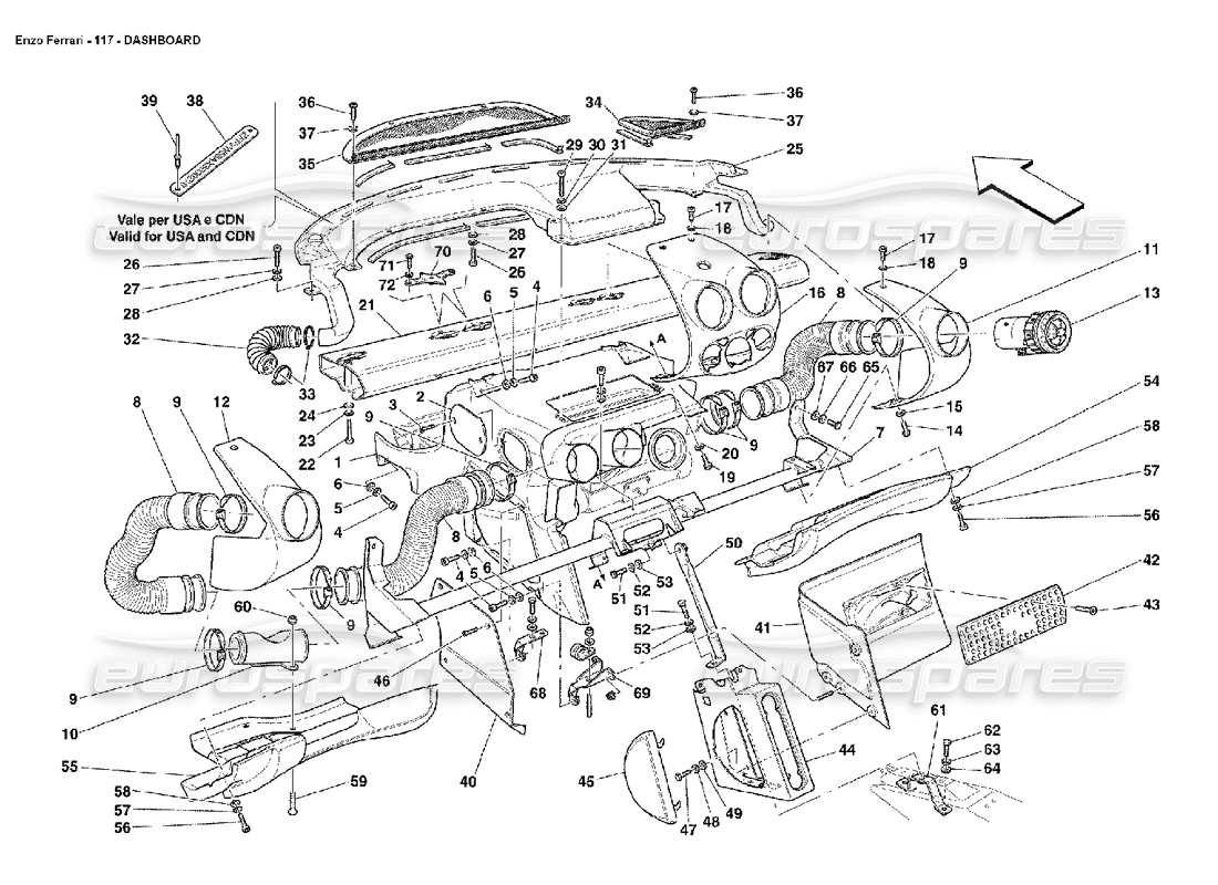 ferrari enzo tableau de bord schéma des pièces