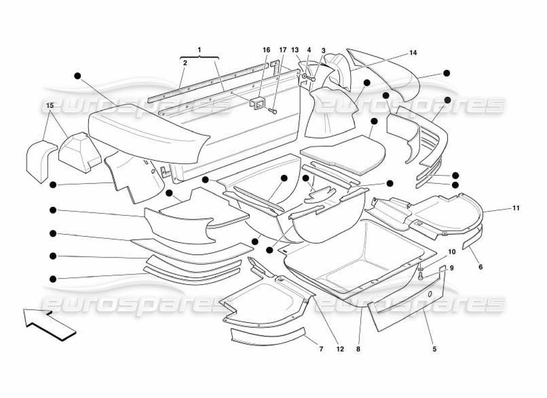 ferrari 550 barchetta schéma des pièces d'isolation de démarrage