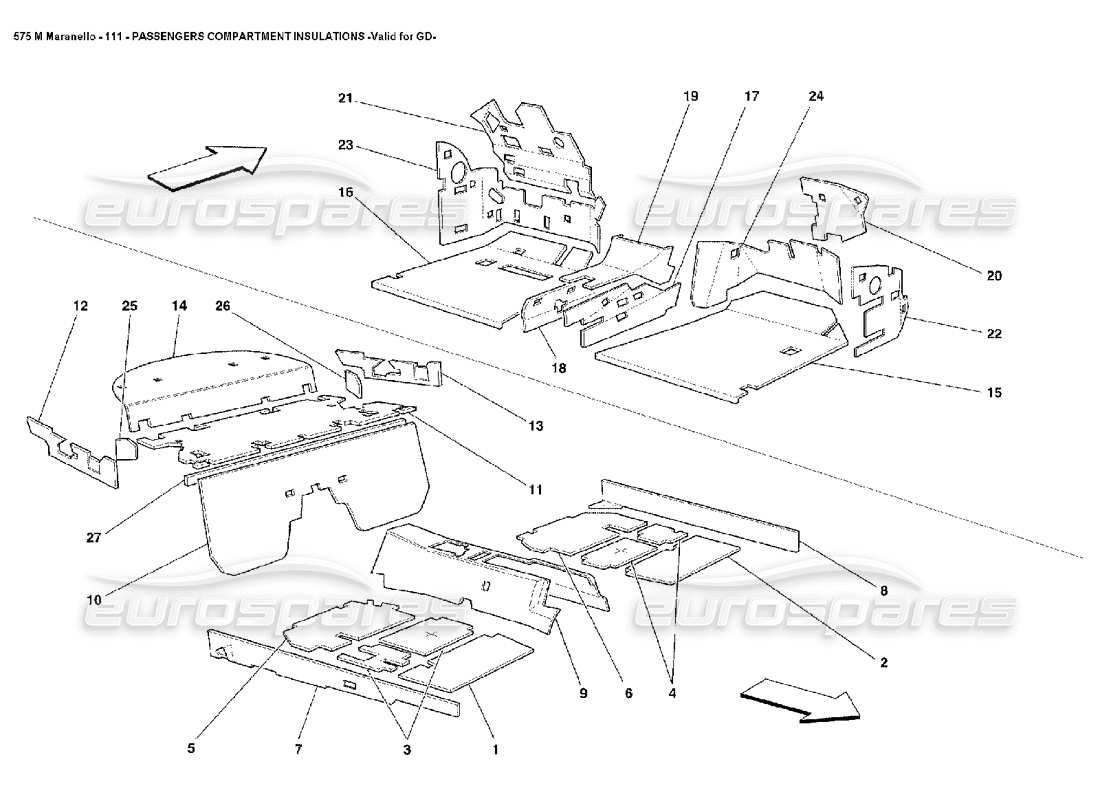 ferrari 575m maranello isolations de l'habitacle valables pour le diagramme de pièce gd