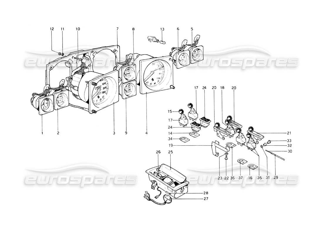 ferrari 512 bb instruments et accessoires schéma des pièces