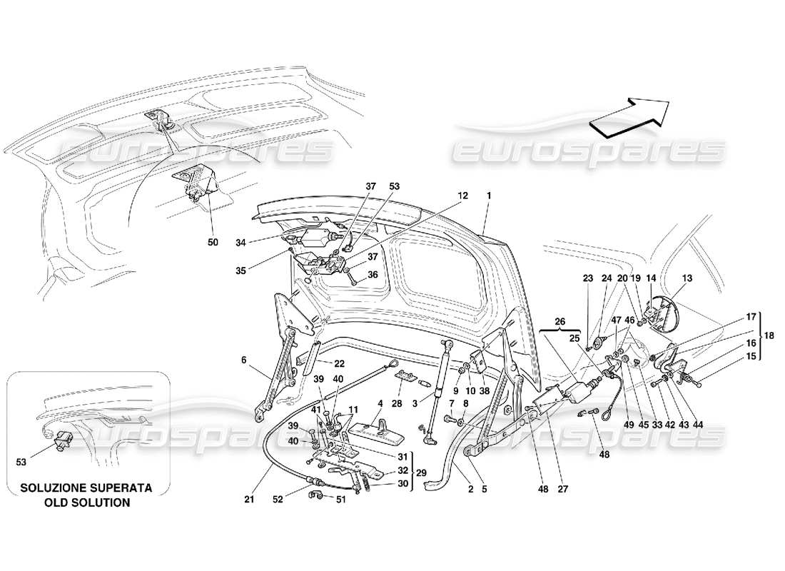 ferrari 456 gt/gta capot de coffre et couvercle d'essence schéma des pièces