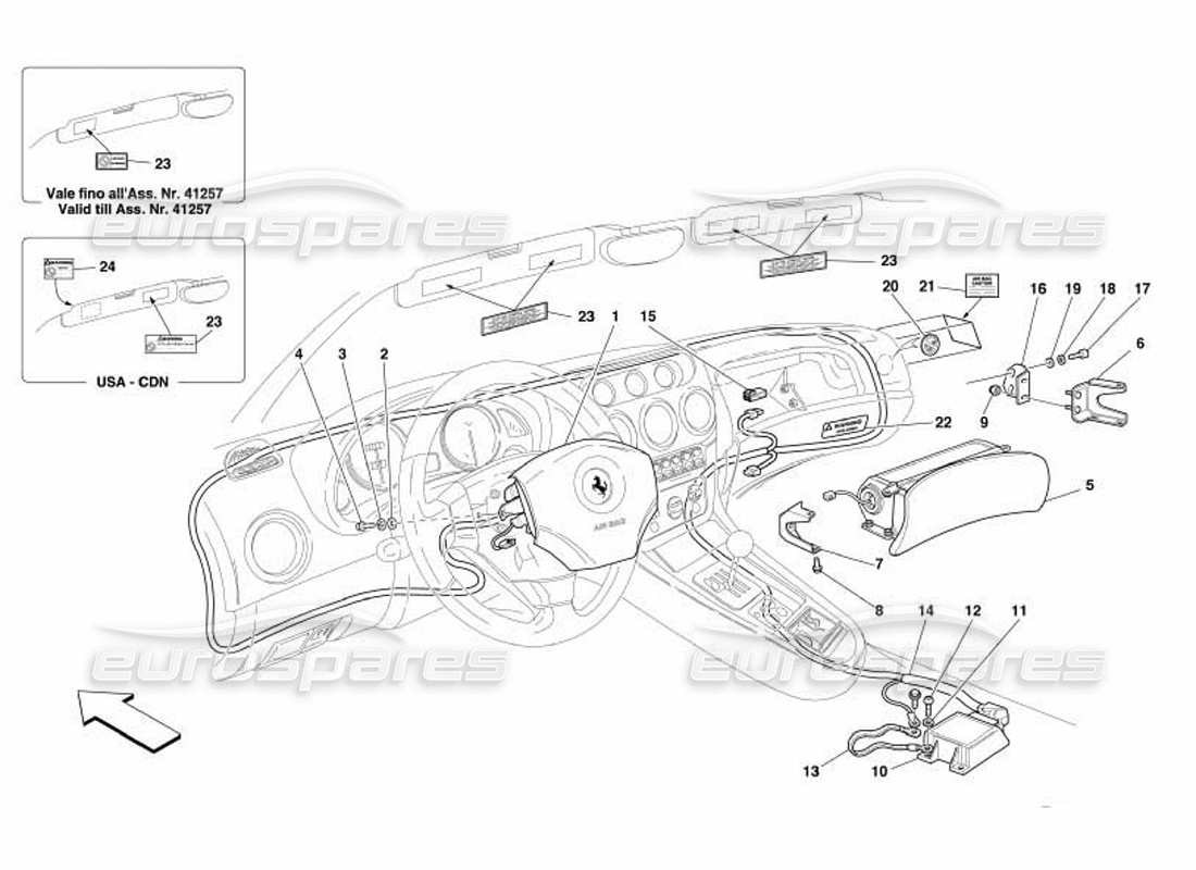 ferrari 550 barchetta schéma des pièces des airbags