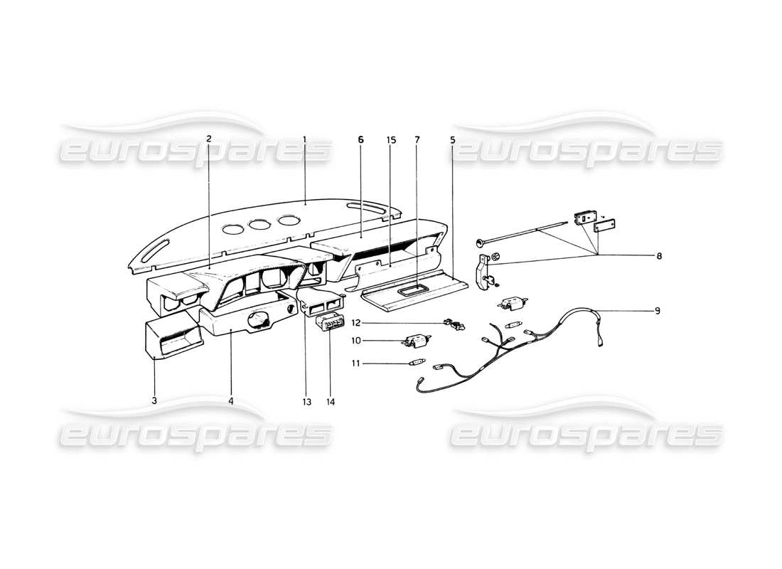 ferrari 512 bb tableau de bord schéma des pièces