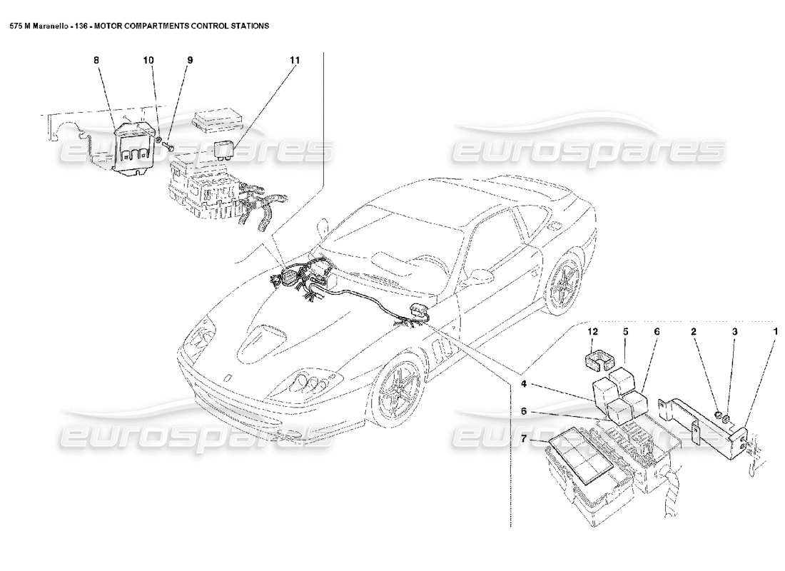 ferrari 575m maranello schéma des pièces des postes de commande des compartiments moteurs