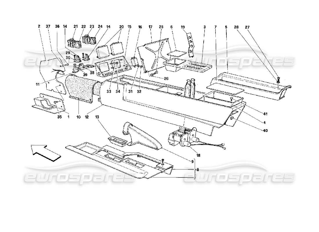 ferrari 512 tr tunnel central -valable pour les états-unis- schéma des pièces