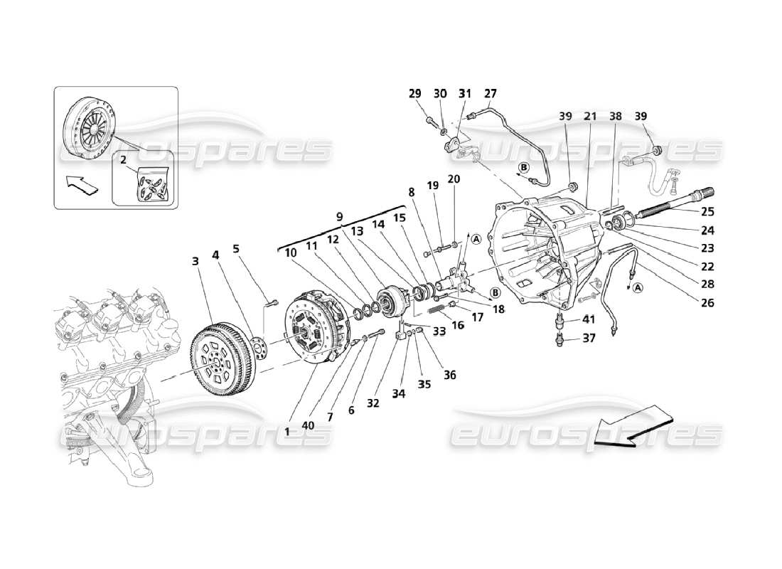 maserati qtp. (2006) 4.2 disque d'embrayage et boîtier pour f1 boîte de vitesses schéma des pièces