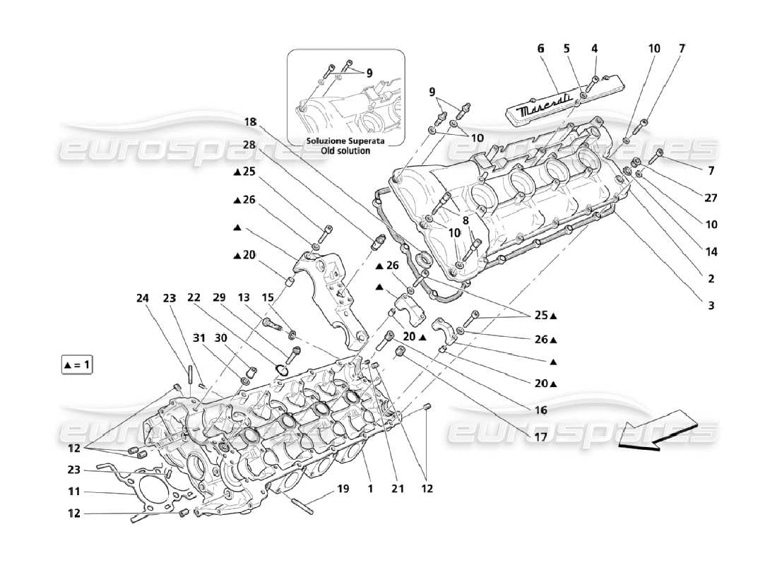 maserati qtp. (2006) 4.2 schéma des pièces de la culasse gauche