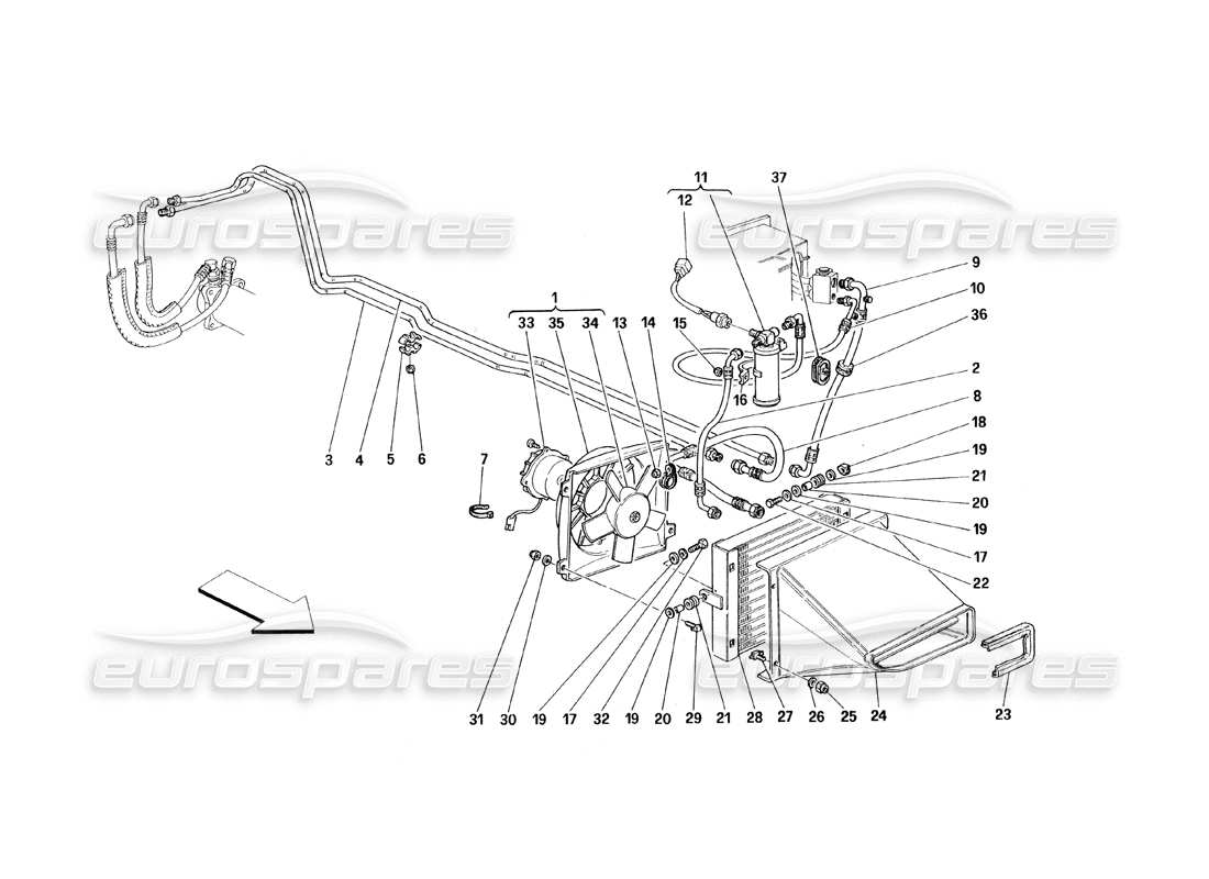 ferrari 348 (1993) tb / ts schéma des pièces du système de climatisation